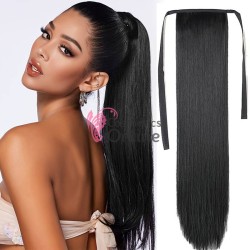 Extensie de par coada dreapta cu snur si pini 55 cm Cod D131B55 Brunet 